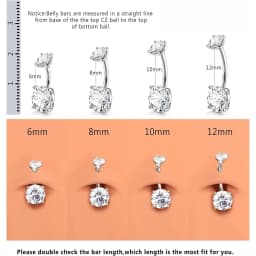 Fansilver 14G 925 Sterling Silver Belly Button Rings for Women Cubic Zirconia Navel Barbell Hypoallergenic Body Piercing Jewelry