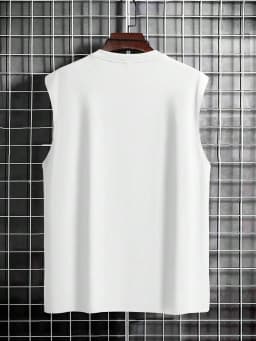 100% Pure Cotton Men's Summer Casual Sports Fitness Loose Japanese Samurai Print Breathable Round Neck Sleeveless Vest