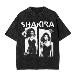 Harajuku Washed Shirts Shakira 2026 Merch Retro T-Shirts Oversize  Streetwear 100% Cotton Summer Tee Shirt