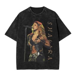 Harajuku Washed Shirts Shakira 2026 Merch Retro T-Shirts Oversize  Streetwear 100% Cotton Summer Tee Shirt