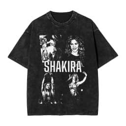 Harajuku Washed Shirts Shakira 2026 Merch Retro T-Shirts Oversize  Streetwear 100% Cotton Summer Tee Shirt
