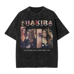 Harajuku Washed Shirts Shakira 2026 Merch Retro T-Shirts Oversize  Streetwear 100% Cotton Summer Tee Shirt