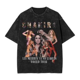 Harajuku Washed Shirts Shakira 2026 Merch Retro T-Shirts Oversize  Streetwear 100% Cotton Summer Tee Shirt