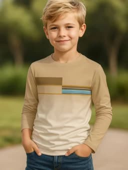 Kids Clothes Boys Tshirt Long Sleeve 3D Striped Print Kids Spring Fall Clothes Casual Simplicity O-Neck Children's Clothing Tops