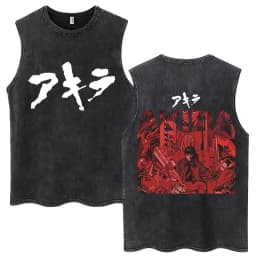 Japanese Anime Akira Washed Tank Tops Science Fiction Movie Shotaro Kaneda Vests Men Women Fashion Cotton Sleeveless T Shirts