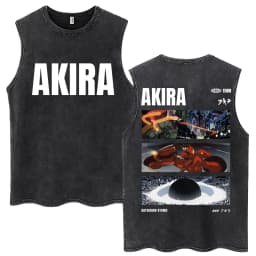 Japanese Anime Akira Washed Tank Tops Science Fiction Movie Shotaro Kaneda Vests Men Women Fashion Cotton Sleeveless T Shirts