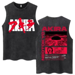 Japanese Anime Akira Washed Tank Tops Science Fiction Movie Shotaro Kaneda Vests Men Women Fashion Cotton Sleeveless T Shirts