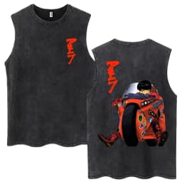 Japanese Anime Akira Washed Tank Tops Science Fiction Movie Shotaro Kaneda Vests Men Women Fashion Cotton Sleeveless T Shirts