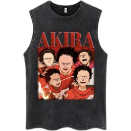 Japanese Anime Akira Washed Tank Tops Science Fiction Movie Shotaro Kaneda Vests Men Women Fashion Cotton Sleeveless T Shirts