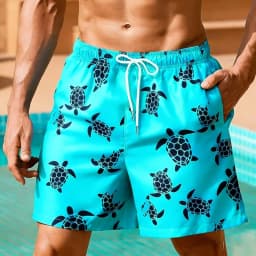 Artistic Tide Sea Turtle Graphic Print Beach Shorts Bold Creative Casual Outfit Wear For Summer Beach And Vacation Outings