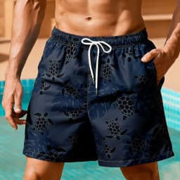 Artistic Tide Sea Turtle Graphic Print Beach Shorts Bold Creative Casual Outfit Wear For Summer Beach And Vacation Outings