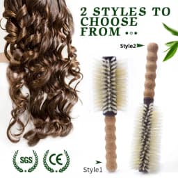 Personalized Boar Bristles Hair Brush Cork Handle Round Barrel Hair Comb for Curling  Anti Static Roller HairBrush Wood Combs