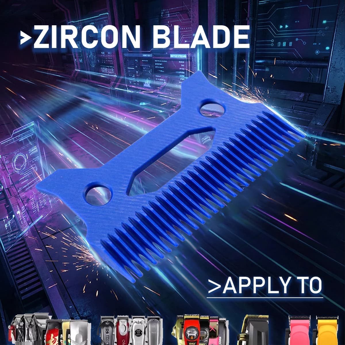 Professional Clipper Replacement CRUNCH Zircon Long Teeth Moving Blade PHANTECHO for JUCAI JC06 Madeshow VGR Compatible Models
