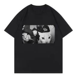 Streetwear Smoking Cat T Shirts Cat T-shirt Round Neck Short Sleeve Trendy Tee Shirt Streetwear Oversize Loose Tee