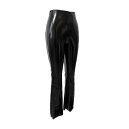 New PU Mirror Leather Pants European And American Womens High Waist Black Casual Flared Trousers Slim Fit Long Pants