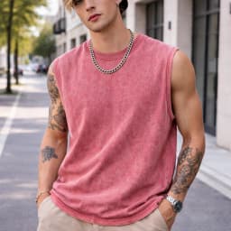 240G Cotton Men Vintage Washed Tank Top Retro Distressed Sleeveless Vest Loose High Street Casual Streetwear Beach Muscle Tees