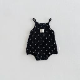 3-24M Summer Cute Baby Cami Bodysuit Cotton Spotted Fabric Sleeveless One Piece Clothes for Girls Black Infant Romper