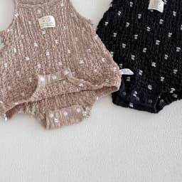 3-24M Summer Cute Baby Cami Bodysuit Cotton Spotted Fabric Sleeveless One Piece Clothes for Girls Black Infant Romper