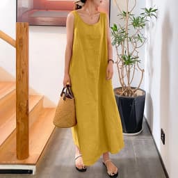 Summer beach vacation style, loose and large-sized women's round-neck sleeveless cotton and linen floor-length dress