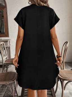 Women's Vintage Portrait Print Button Down Shirt Dress Summer Casual Short Sleeve Loose Tunic Dress