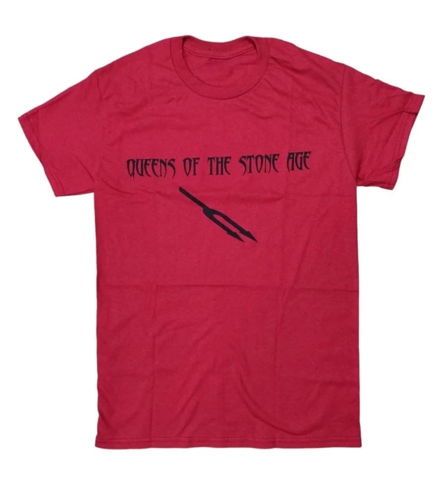 Queens of The Stone Age Trident Print Cotton T-Shirt Vintage Stoner Rock Streetwear Unisex Crew Neck Short Sleeve Tee for Rock