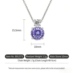 925 Sterling Silver Fire Bird's Nest Cut High Carbon Diamond Necklace Bright Violet Elegant Pendant Collarbone Chain