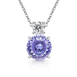 925 Sterling Silver Fire Bird's Nest Cut High Carbon Diamond Necklace Bright Violet Elegant Pendant Collarbone Chain