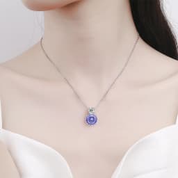 925 Sterling Silver Fire Bird's Nest Cut High Carbon Diamond Necklace Bright Violet Elegant Pendant Collarbone Chain