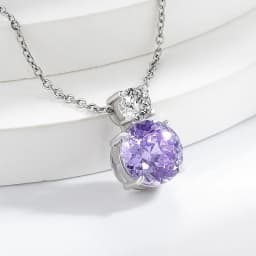 925 Sterling Silver Fire Bird's Nest Cut High Carbon Diamond Necklace Bright Violet Elegant Pendant Collarbone Chain