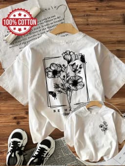 Y2k 100% Cotton Women's Retro Floral Print T-Shirt Soft Crew Neck Short Sleeve Top Vintage Flower Shirt Floral Design