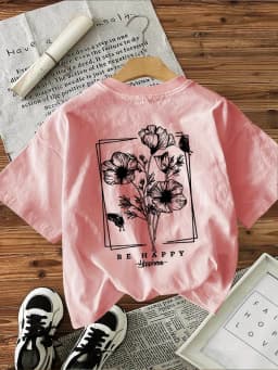 Y2k 100% Cotton Women's Retro Floral Print T-Shirt Soft Crew Neck Short Sleeve Top Vintage Flower Shirt Floral Design