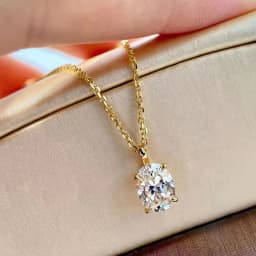 Rrjzz Oval Cut 7x9mm D Color Moissanite Necklace for Women 2CT Solitaire Lab Imitation Diamond Charm Necklaces Jewelry Gifts