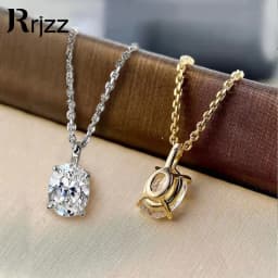 Rrjzz Oval Cut 7x9mm D Color Moissanite Necklace for Women 2CT Solitaire Lab Imitation Diamond Charm Necklaces Jewelry Gifts