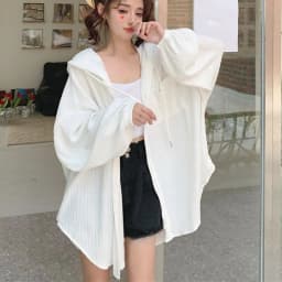 Thin Drawstring Hooded Shirt Simple Ice Silk Long Sleeved Hooded Loose Clothing Sun Protection Tops Holiday