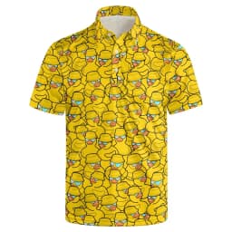 Harajuku Fashion Rubber Duck 3D Print Short Sleeve Polo Shirts for Men Clothes Funny Animal Little Yellow Duck Button POLO Shirt