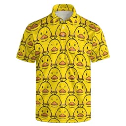 Harajuku Fashion Rubber Duck 3D Print Short Sleeve Polo Shirts for Men Clothes Funny Animal Little Yellow Duck Button POLO Shirt