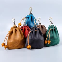 Handmade Vintage Genuine Leather Drawstring Coin Purse Mini Portable Soft Leather Key Wallet For Ladies