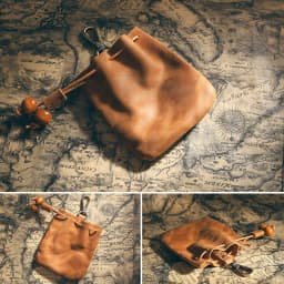 Handmade Vintage Genuine Leather Drawstring Coin Purse Mini Portable Soft Leather Key Wallet For Ladies