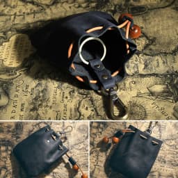 Handmade Vintage Genuine Leather Drawstring Coin Purse Mini Portable Soft Leather Key Wallet For Ladies