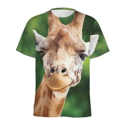 Summer Comfortable and Fashionable Flower Animal Cute Giraffe Pattern Girl Round Neck Short Sleeved T-shirt