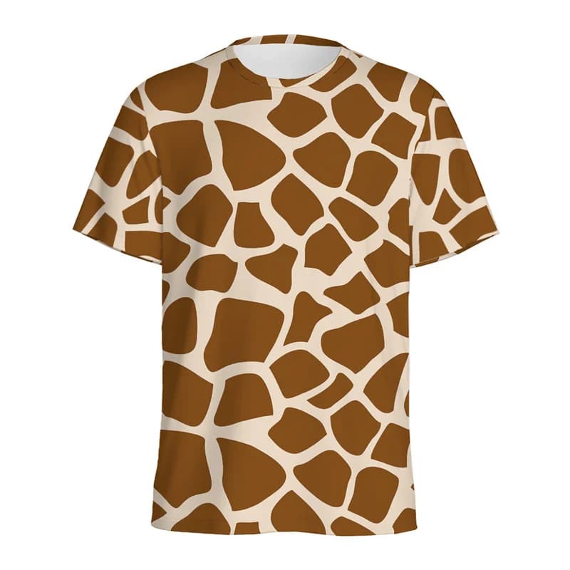 Summer Comfortable and Fashionable Flower Animal Cute Giraffe Pattern Girl Round Neck Short Sleeved T-shirt