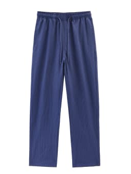 Men's Seersucker Casual Pants Summer Loose Straight Leg Pants Breathable Drawstring Sports Trousers Streetwear