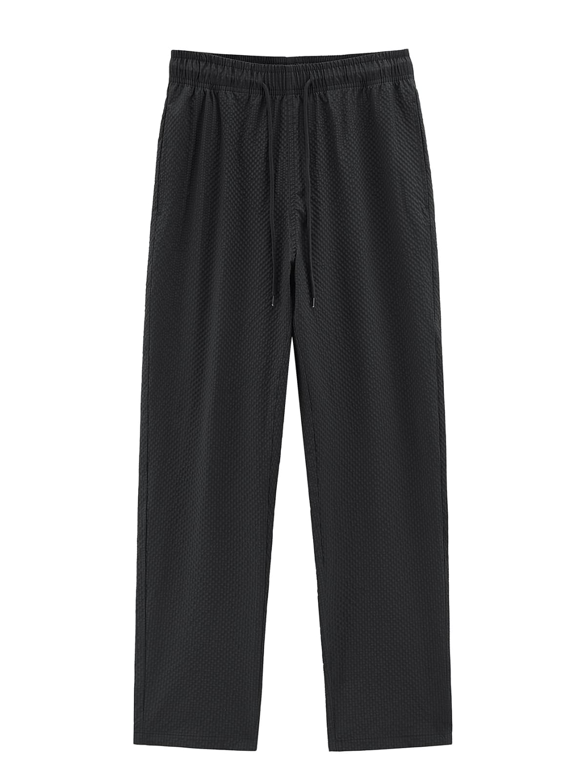Men's Seersucker Casual Pants Summer Loose Straight Leg Pants Breathable Drawstring Sports Trousers Streetwear