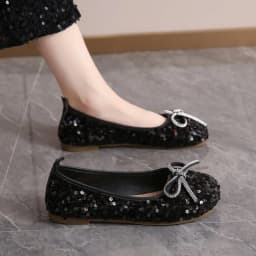 2026 Women Bling Flats Shoes Casual Walking Shoes Spring New Round Toe Bowtie Female Fashion Brand Dress Zapatillas Mujer