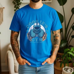 2026 Summer 100% Cotton Cookie’s Gym Graphic Oversized Tee Cookie Monster 1966 Retro Funny Cartoon Themed Short Sleeve