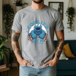 2026 Summer 100% Cotton Cookie’s Gym Graphic Oversized Tee Cookie Monster 1966 Retro Funny Cartoon Themed Short Sleeve