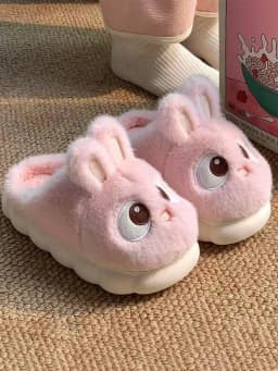 2026 New Style Cartoon Cute Rabbit Slippers for Women, Winter Anti-Slip Warm Comfortable Plush Home Indoor Slides