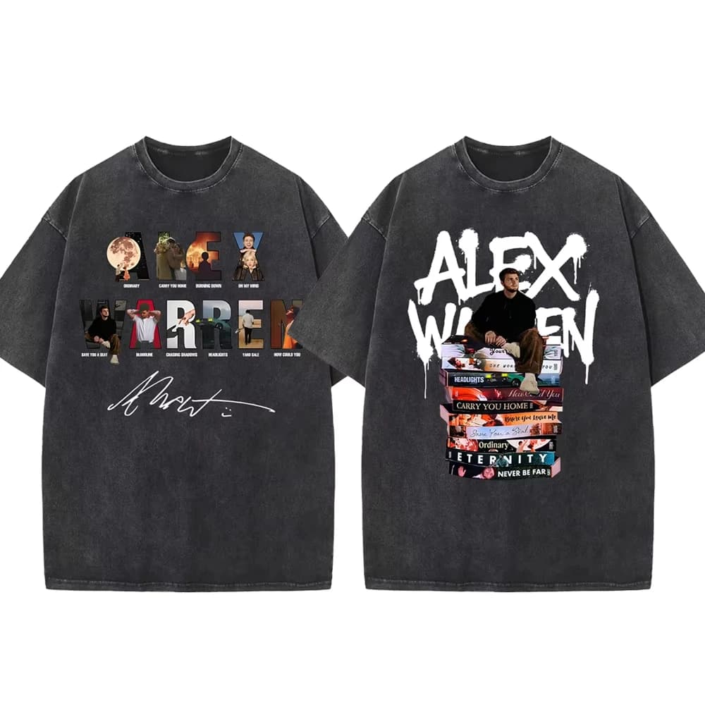 Alex Warren Tour 2026 Washed T-shirt Men Women Hip Hop Short Sleeve Oversized Tee Shirt