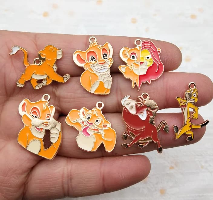 Cartoon 10pcs Metal Pendant Earrings Bracelet Necklace keychain DIY Handmade Crafts Making Accessories