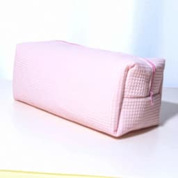 Simple Cotton Added Makeup Bag with Zipper Portable Storage Pouch Lightweight Large Capacity Hair Styling Tool Organizer Travel